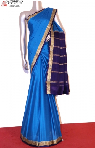 Contrast Classic Pure Mysore Crepe Silk Saree